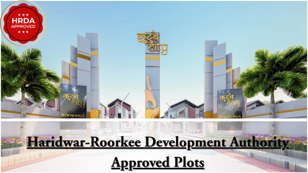 “Master plan of Kutumb City Haridwar showing HRDA-approved residential plots and township layout”